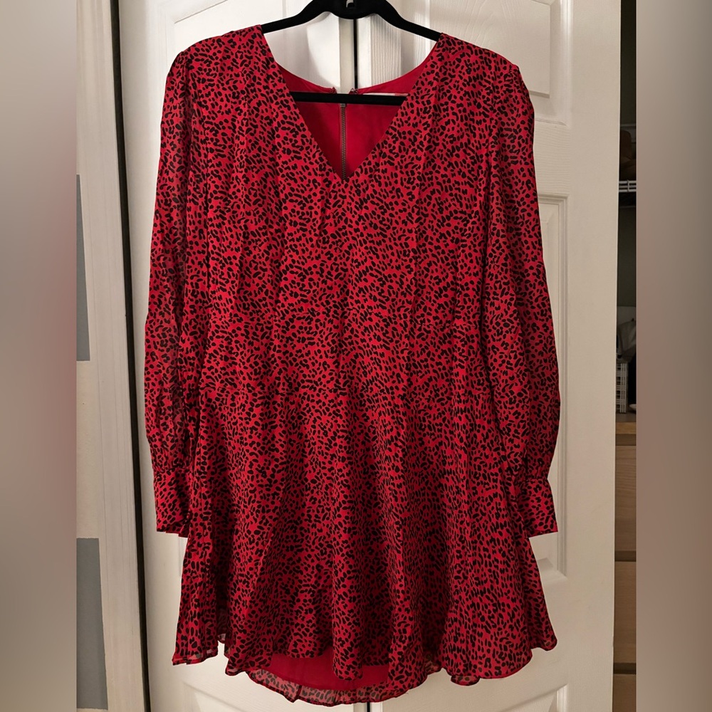 Alice + Olivia Red and Black Patterned Dress